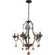 Colonial Charm 5 Light 28 inch Old World Bronze/Walnut Accents Chandelier Ceiling Light