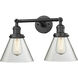 Franklin Restoration Large Cone 2 Light 8 inch Oil Rubbed Bronze Bath Vanity Light Wall Light in Clear Glass, Franklin Restoration