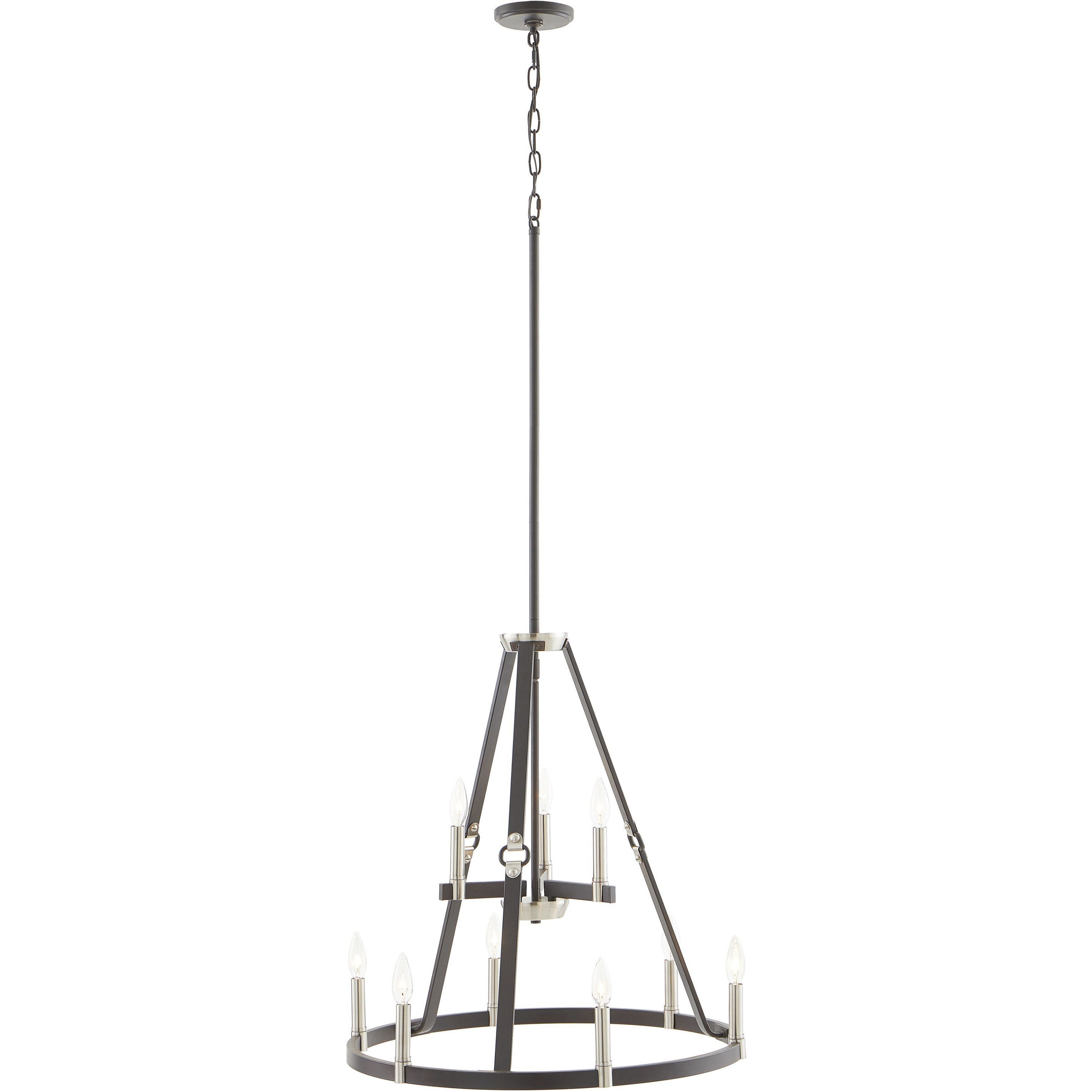 Armstrong Grove 9 Light 25 inch Charcoal with Satin Nickel Chandelier Ceiling Light
