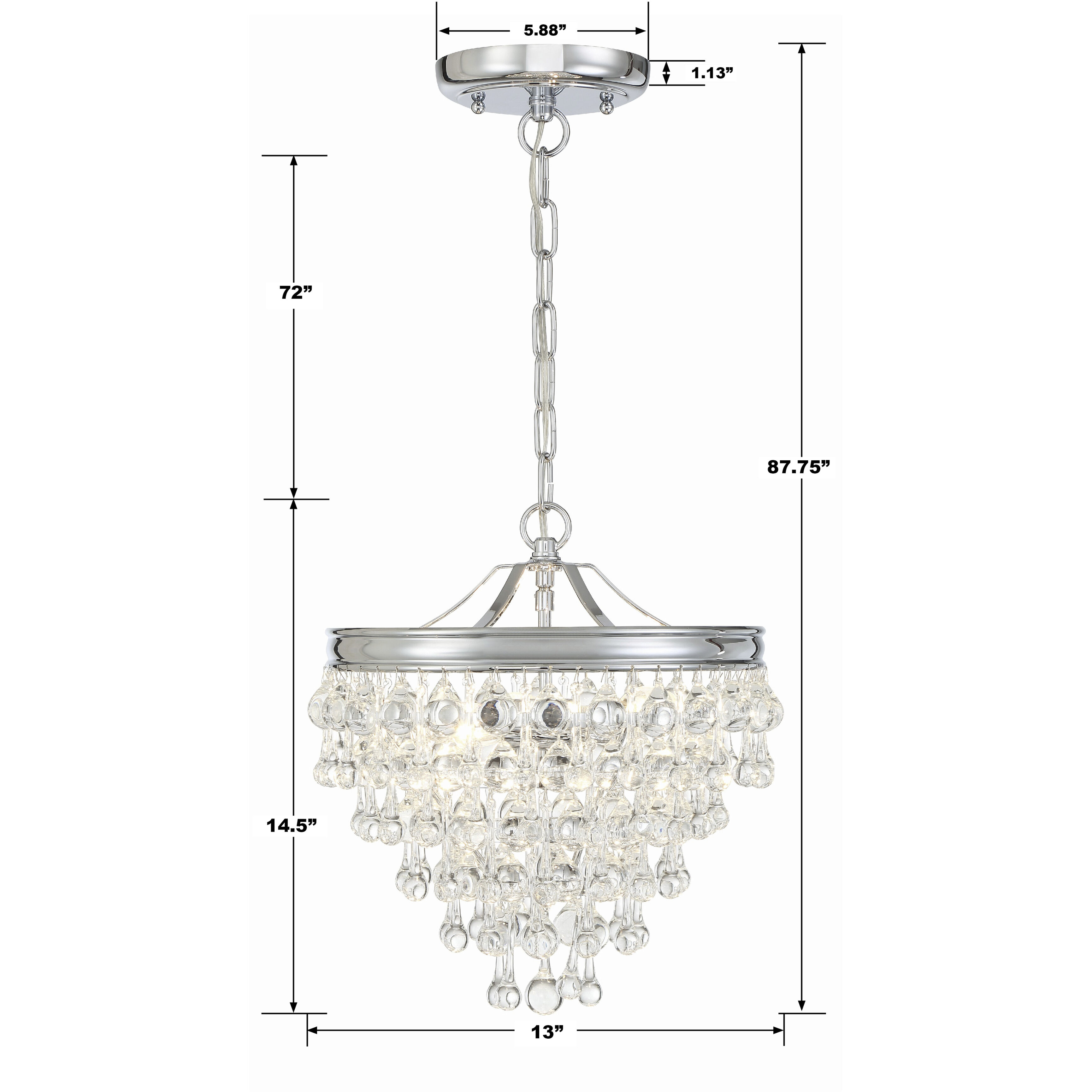 Calypso 3 Light 13 inch Polished Chrome Chandelier Ceiling Light