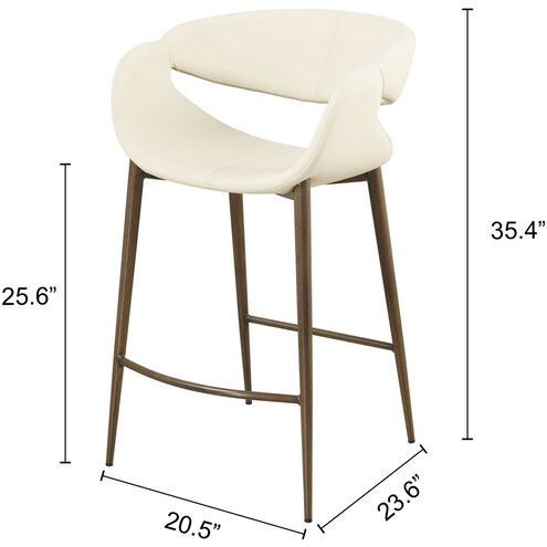 Joshua 35.4 inch Walnut and Cream Counter Stool