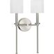 Elara 2 Light 4 inch Brushed Nickel Wall Bracket Wall Light