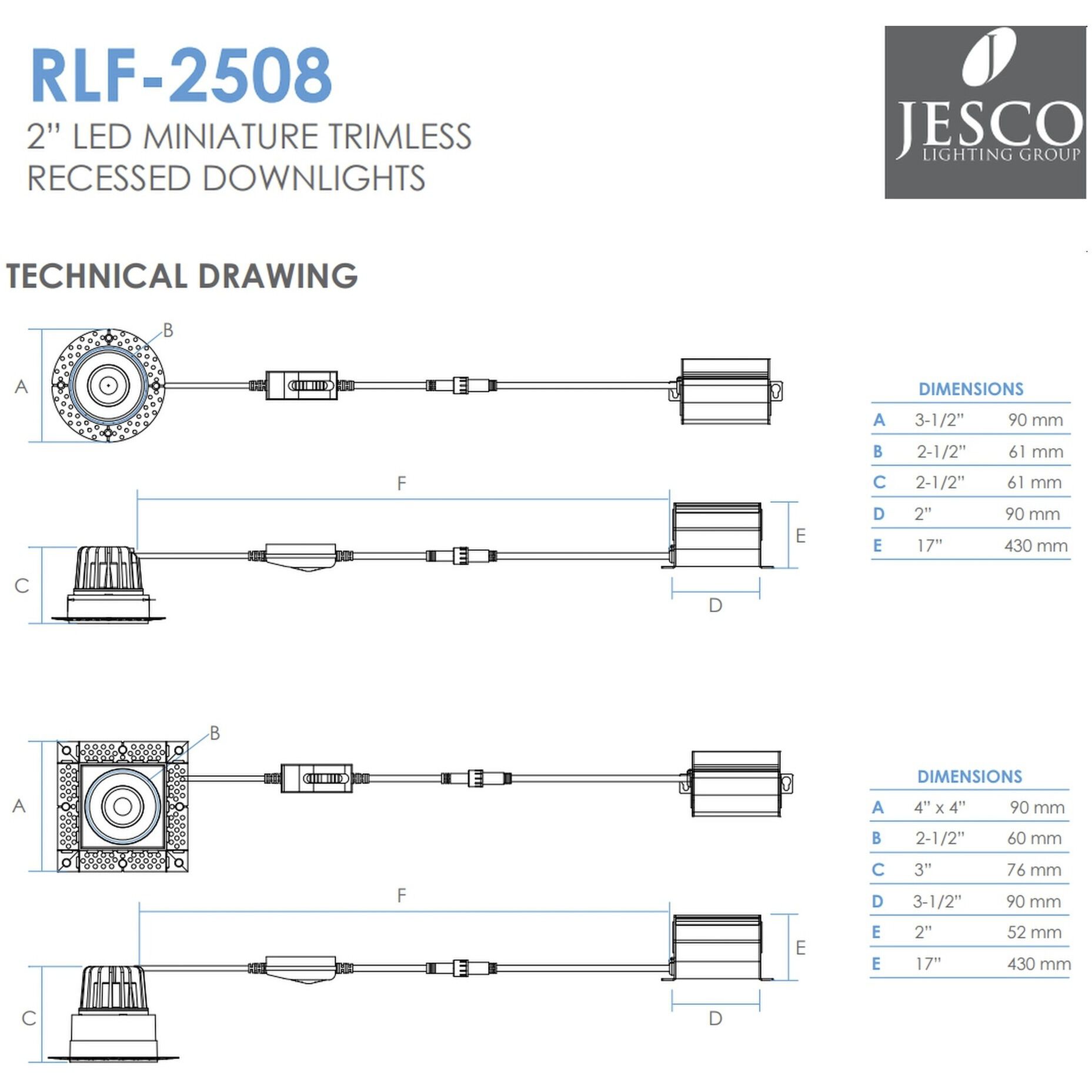 Miniature White Downlight, Trimless Recessed