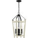 Suffolk 4 Light 14 inch Cottage White/Espresso Foyer Light Ceiling Light