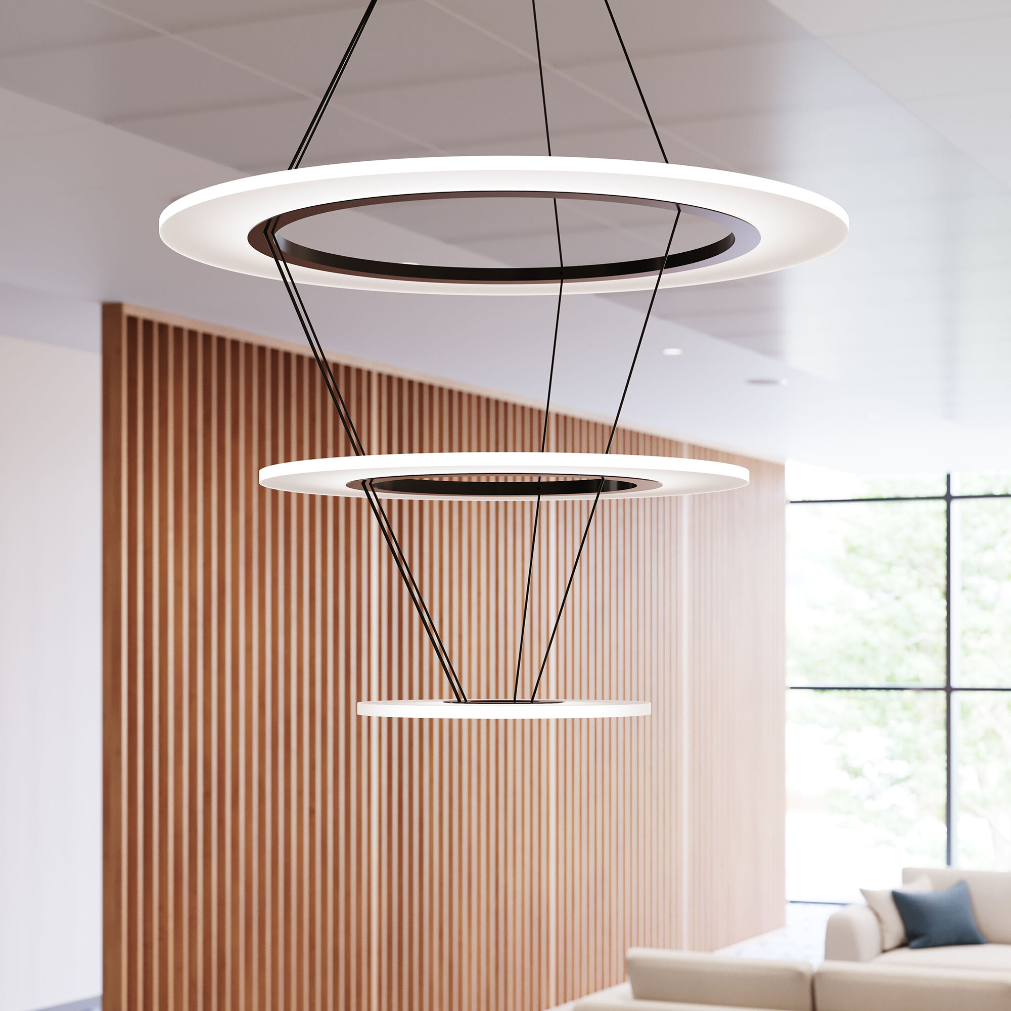 Arctic Rings LED 30.5 inch Satin Black Ring Pendant Ceiling Light