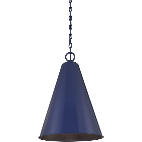 Contemporary 1 Light 18 inch Navy Blue Pendant Ceiling Light