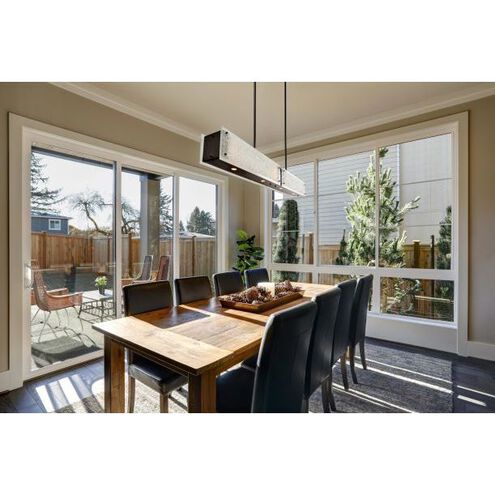 Textured Glass LED Novel Brass Linear Pendant Ceiling Light in 3000K LED, Rimelight Frosted