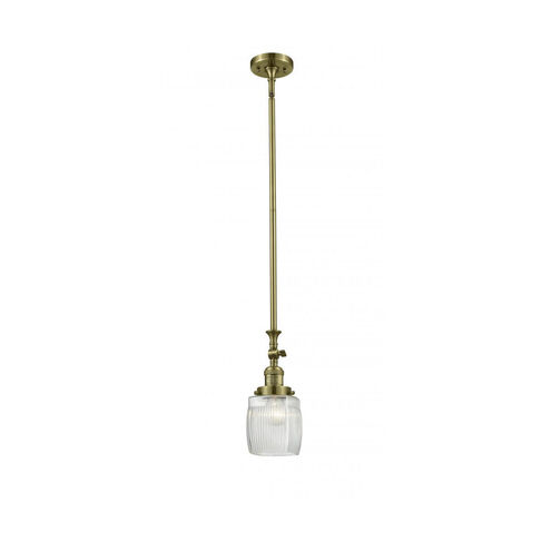 Franklin Restoration Colton 1 Light 6 inch Antique Brass Mini Pendant Ceiling Light in Incandescent, Clear Halophane Glass, Franklin Restoration