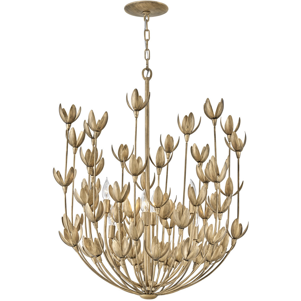 Lisa McDennon Flora 6 Light 26.25 inch Burnished Gold Indoor Chandelier Ceiling Light