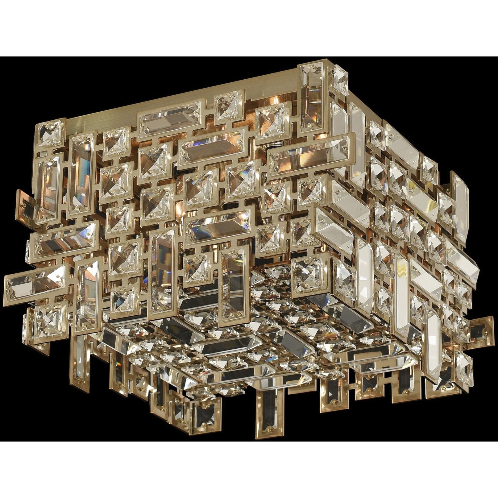 Vermeer 4 Light 14 inch Brushed Champagne Gold Flush Mount Ceiling Light in Firenze Clear