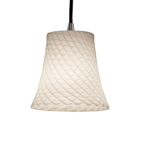 Fusion 1 Light 6 inch Brushed Nickel Pendant Ceiling Light in Cord, Weave, Round Flared, Incandescent