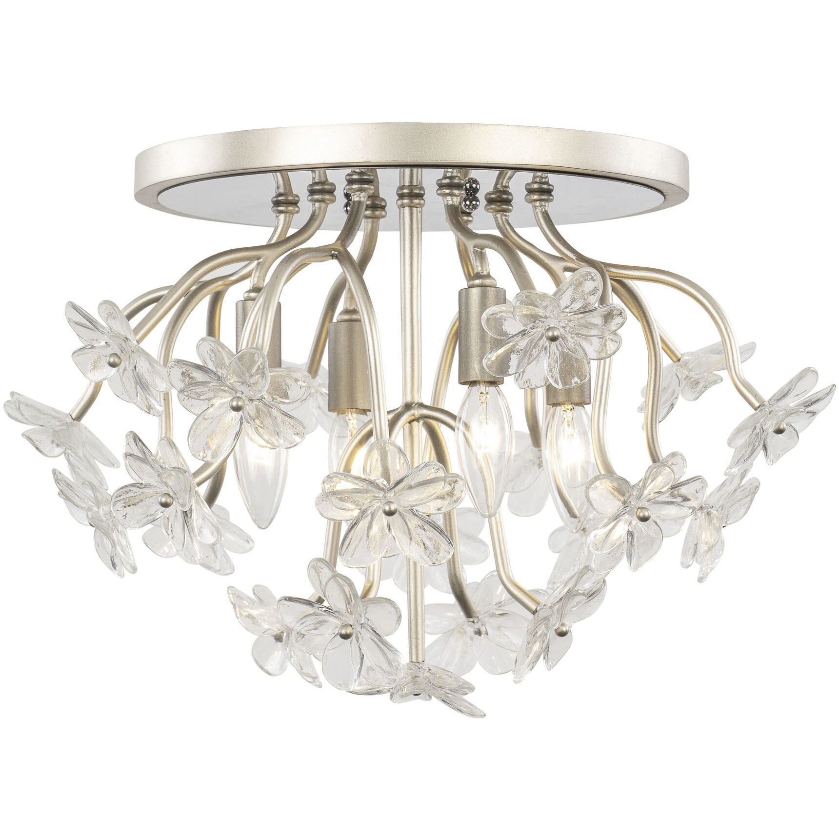 Wildflower 4 Light 19 inch Gold Dust/Artifact Semi-Flush Ceiling Light, Smithsonian Collaboration