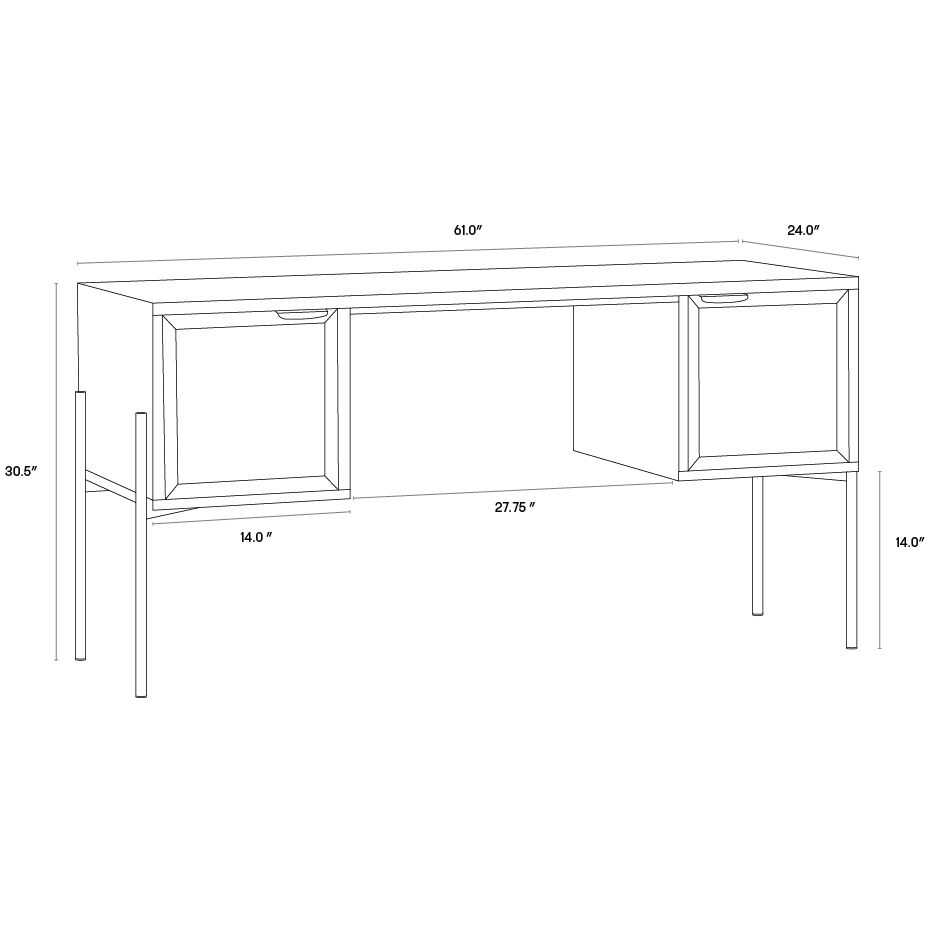 Avida 61 X 24 inch Gold / Black/Natural Desk