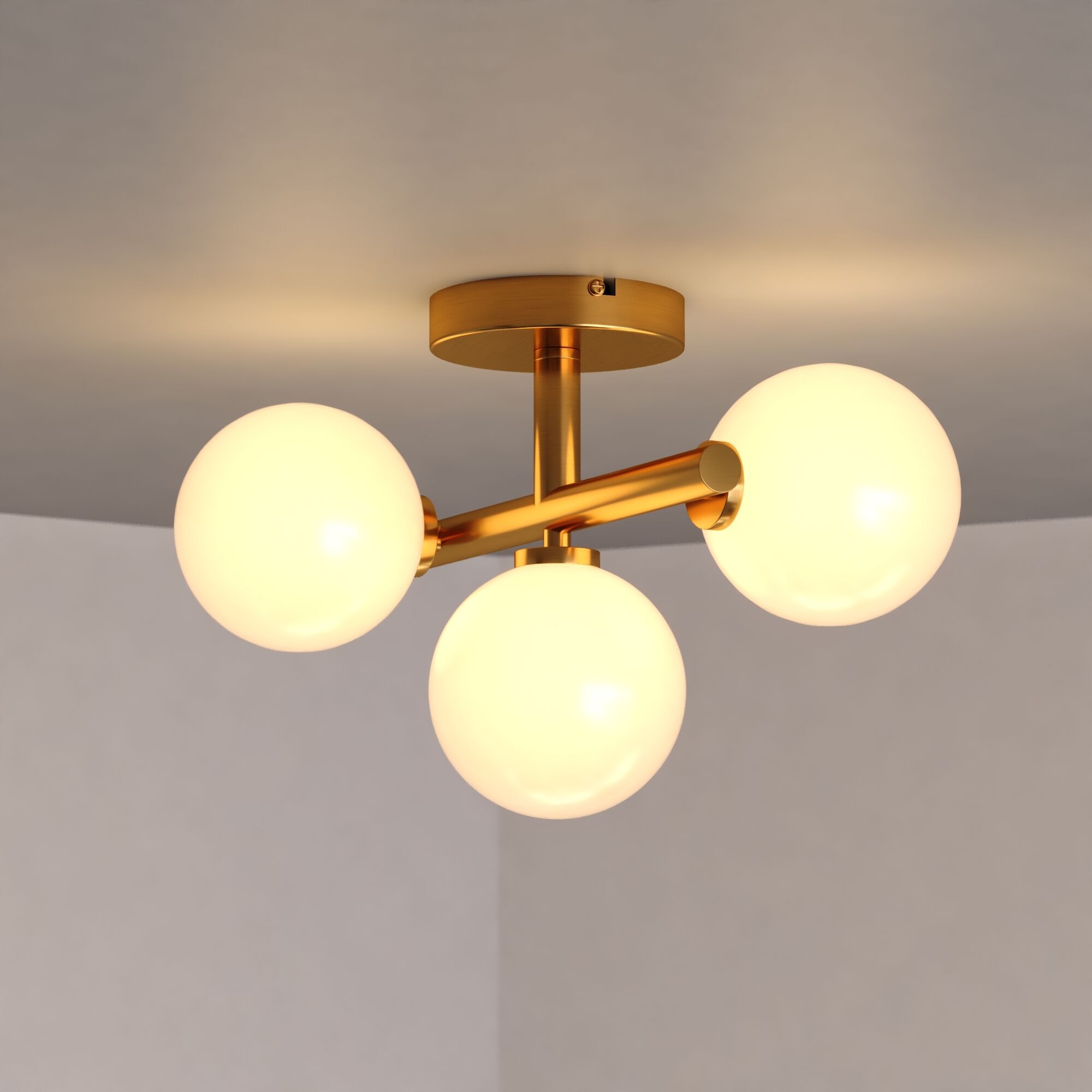 Graham 3 Light 13 inch Harvest Gold Semi Flush Mount Ceiling Light