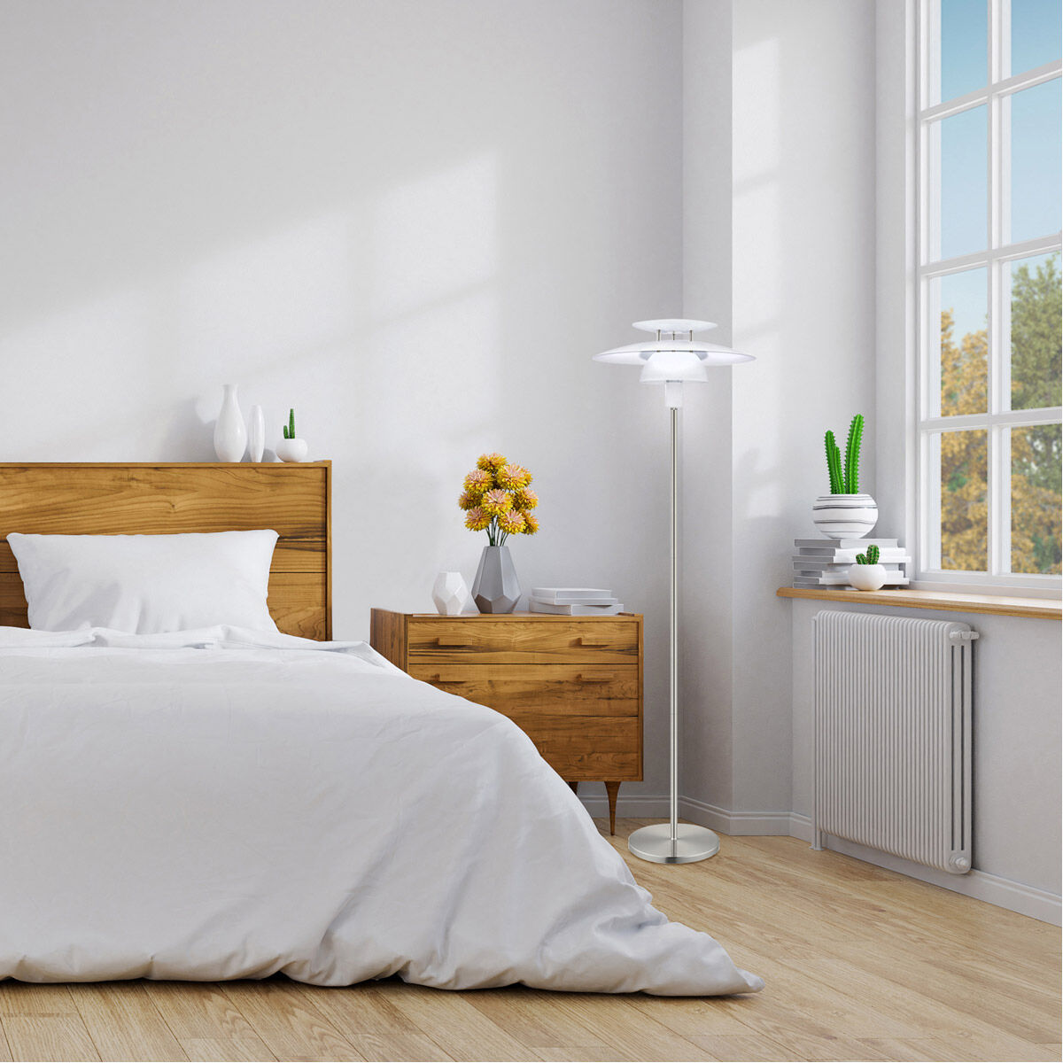 Brenda 57 inch 60.00 watt Satin Nickel Floor Lamp Portable Light