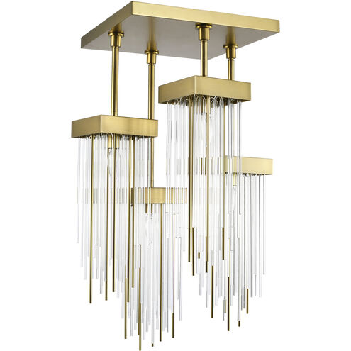 Waterfall 4 Light 18 inch Aged Brass Semi Flush Ceiling Light