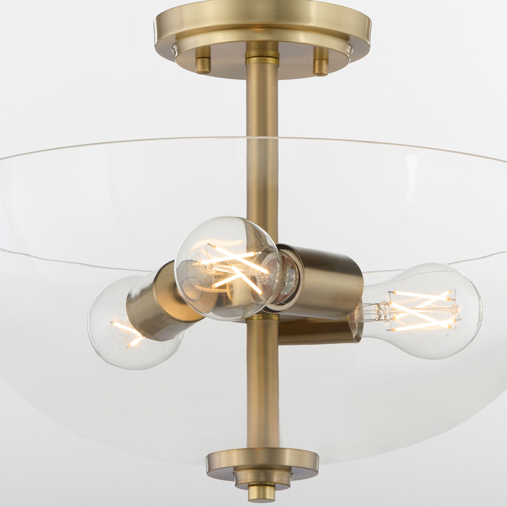 Adams 3 Light 15 inch Aged Brass Dual Mount Ceiling Light