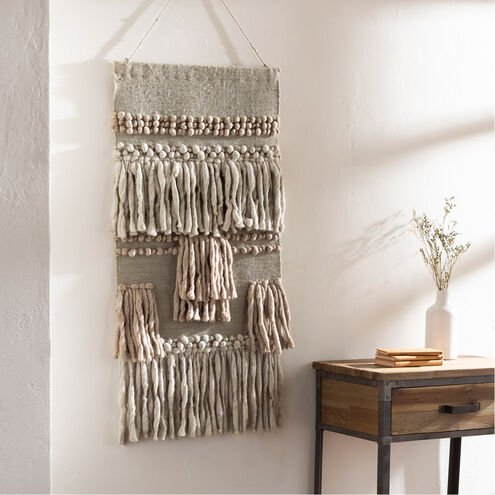 Hallie Khaki/Beige/Ivory/Charcoal Wall Hangings, Rectangle