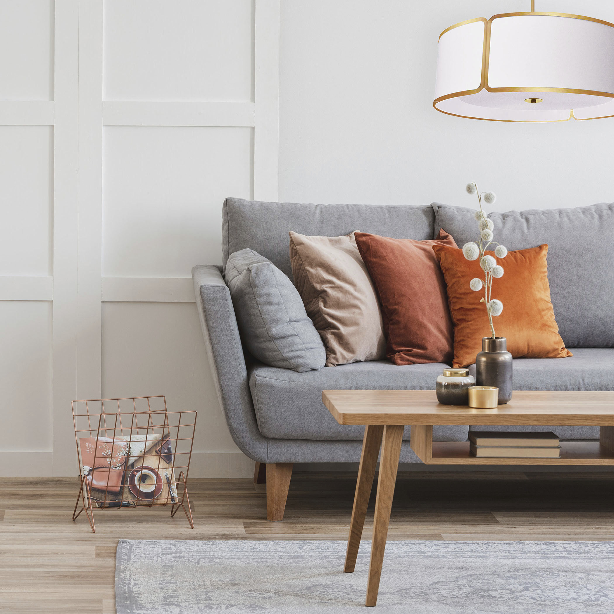 Notched Drum 4 Light 24 inch Gold with White Pendant Ceiling Light