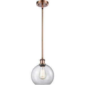 Ballston Athens 1 Light 8 inch Antique Copper Pendant Ceiling Light in Clear Glass, Ballston