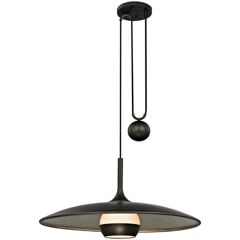 Alchemy LED 30 inch Vintage Bronze Pendant Ceiling Light, Opal White Glass