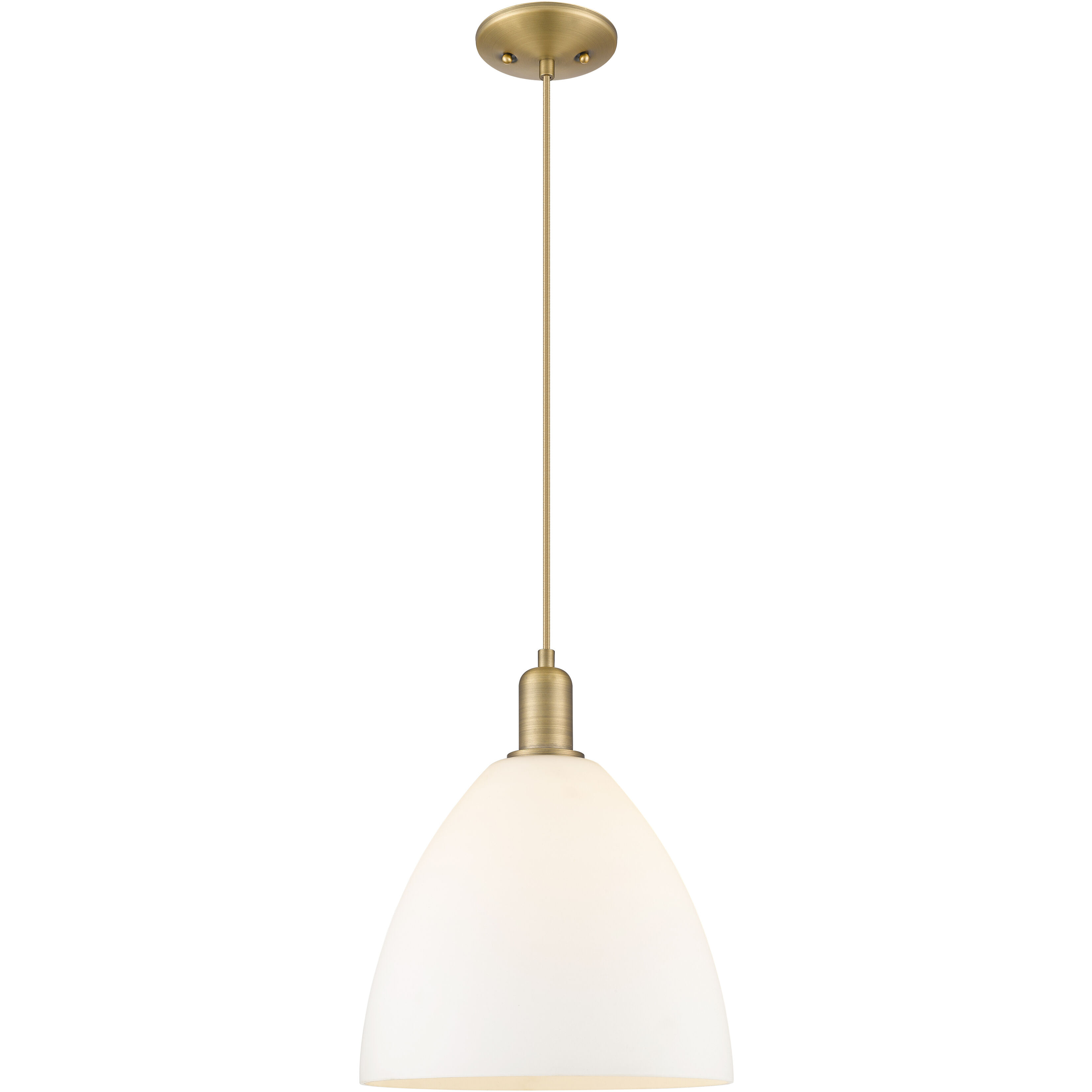 Arcadia Bristol 1 Light 12 inch Brushed Brass Mini Pendant Ceiling Light in Matte White
