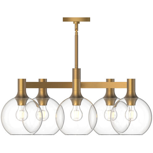 Castilla 5 Light 29.5 inch Aged Gold Chandelier Ceiling Light in Clear Glass, Aged Brass