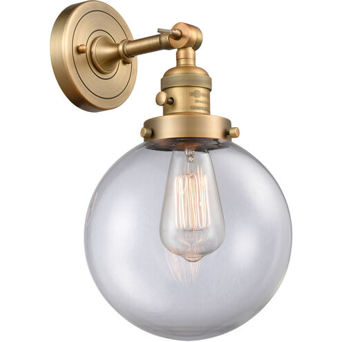 Franklin Restoration Large Beacon 1 Light 8 inch Brushed Brass Sconce Wall Light in Clear Glass, Franklin Restoration