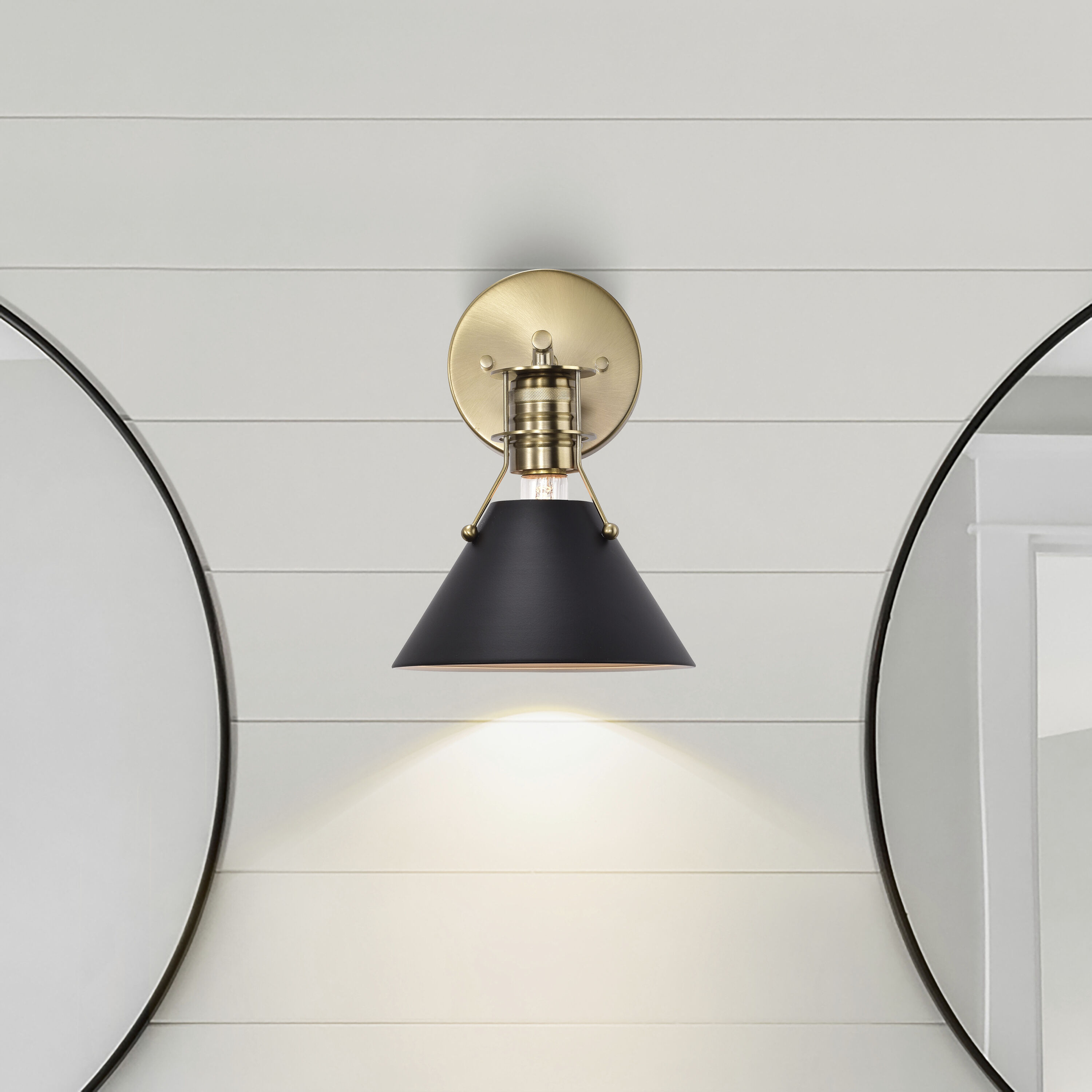 Outpost 1 Light 7 inch Matte Black/Burnished Brass Bathroom Vanity Lights Wall Light