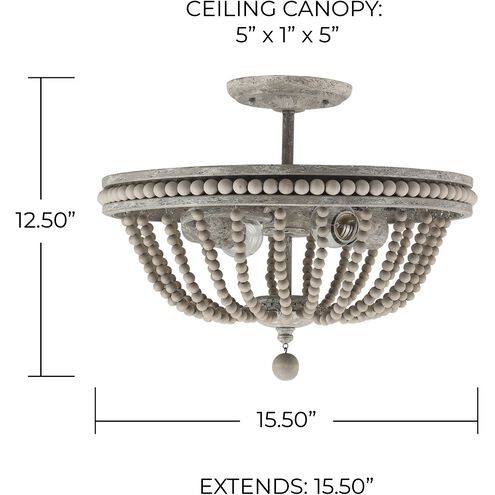 Kayla 2 Light 16 inch Mystic Sand Semi-Flush Mount Ceiling Light