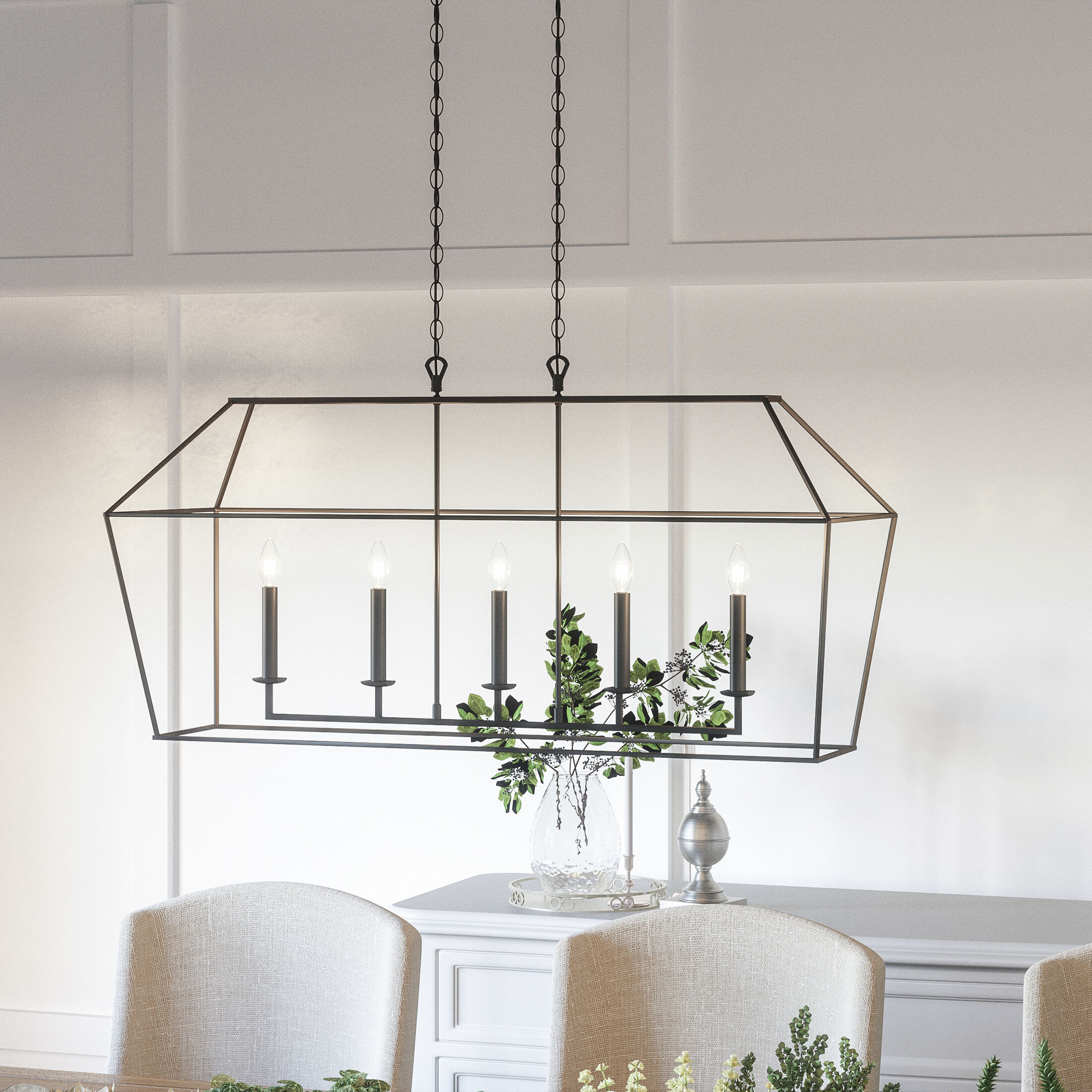 Aviary 5 Light 42 inch Palladian Bronze Island Chandelier Ceiling Light