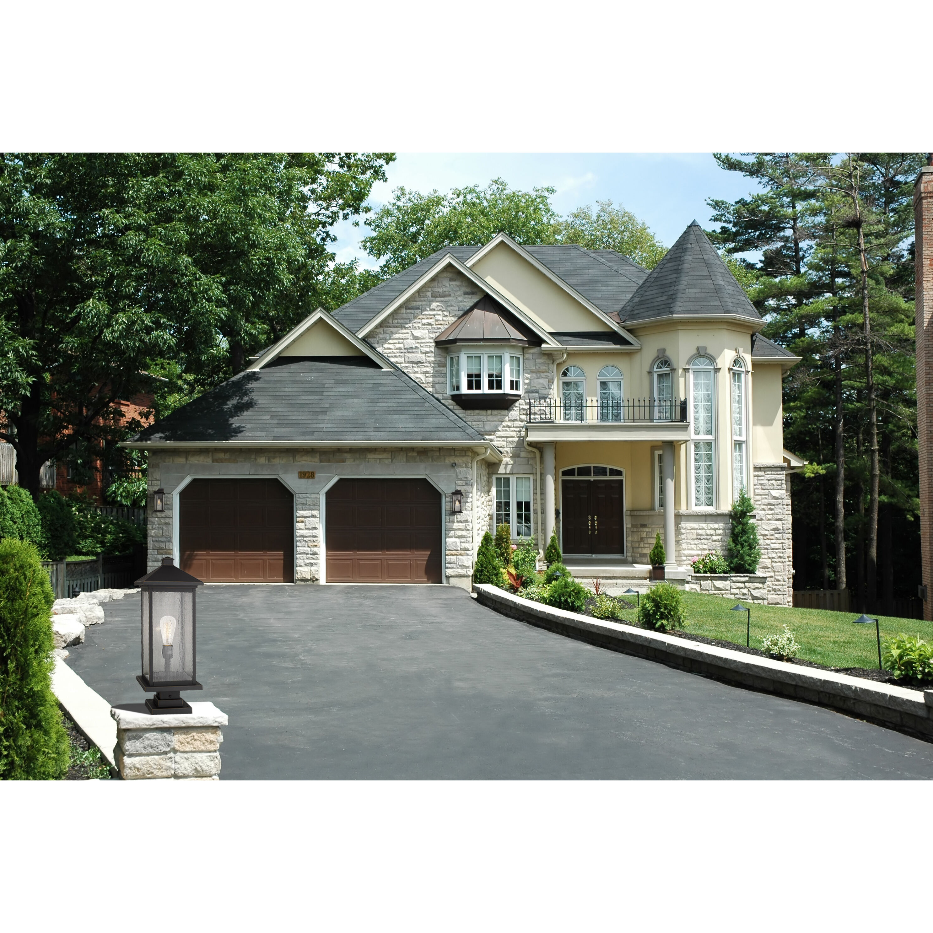 Portland 1 Light 25 inch Oil Rubbed Bronze Outdoor Pier Mounted Fixture in Clear Beveled Glass, 12.5