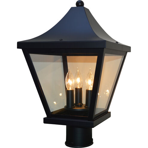 Nantes 3 Light 14.5 inch Mission Brown Post Mount in Clear