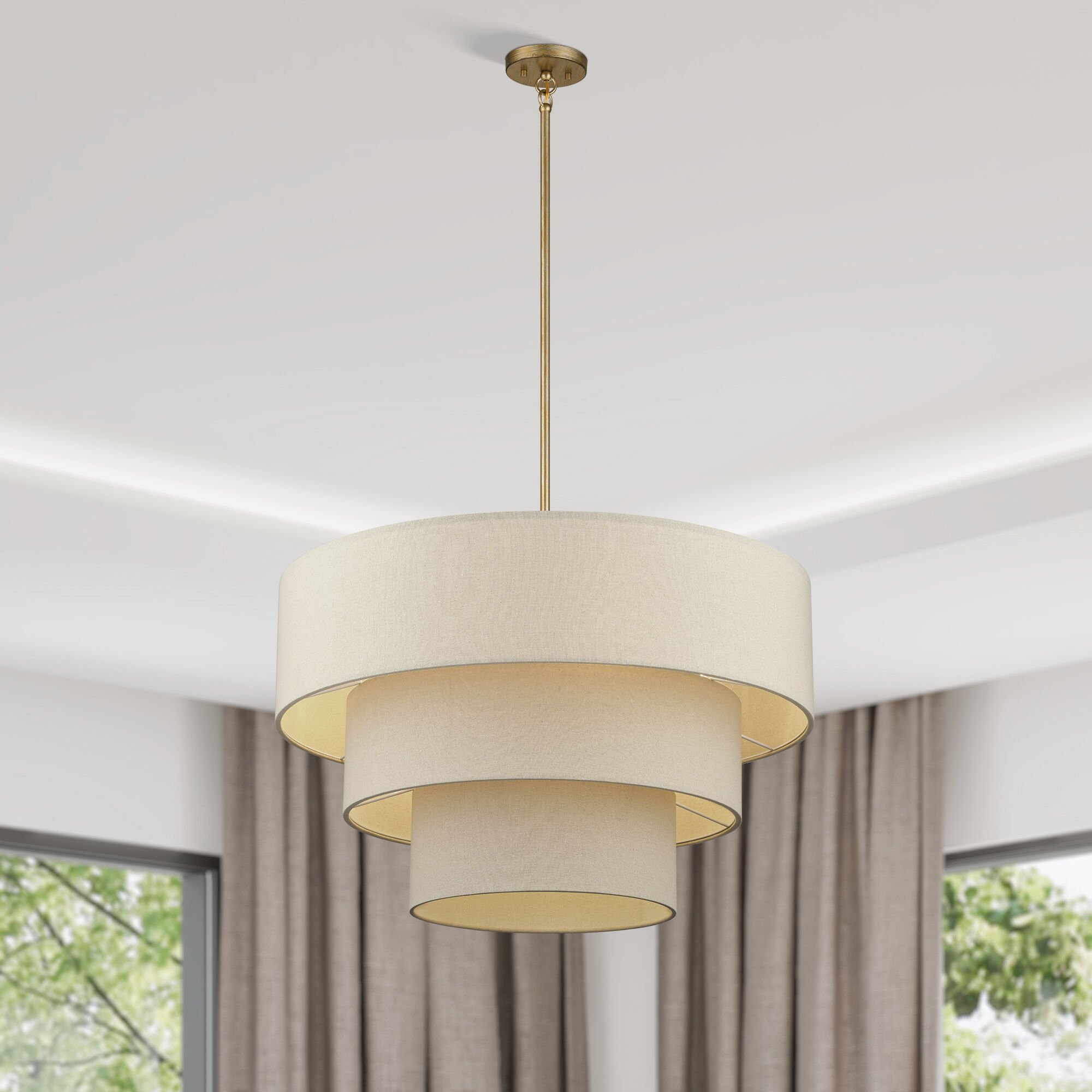 Bellingham 8 Light 32 inch Antique Gold Leaf Pendant Chandelier Ceiling Light, Large