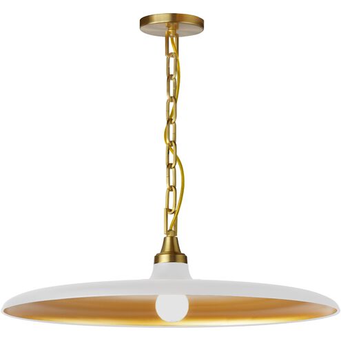 Quentin LED 24 inch Aged Brass Pendant Ceiling Light in Matte White/Gold