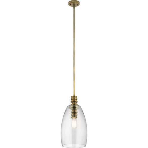 Lakum 1 Light 10 inch Natural Brass Pendant Ceiling Light in Clear Seeded