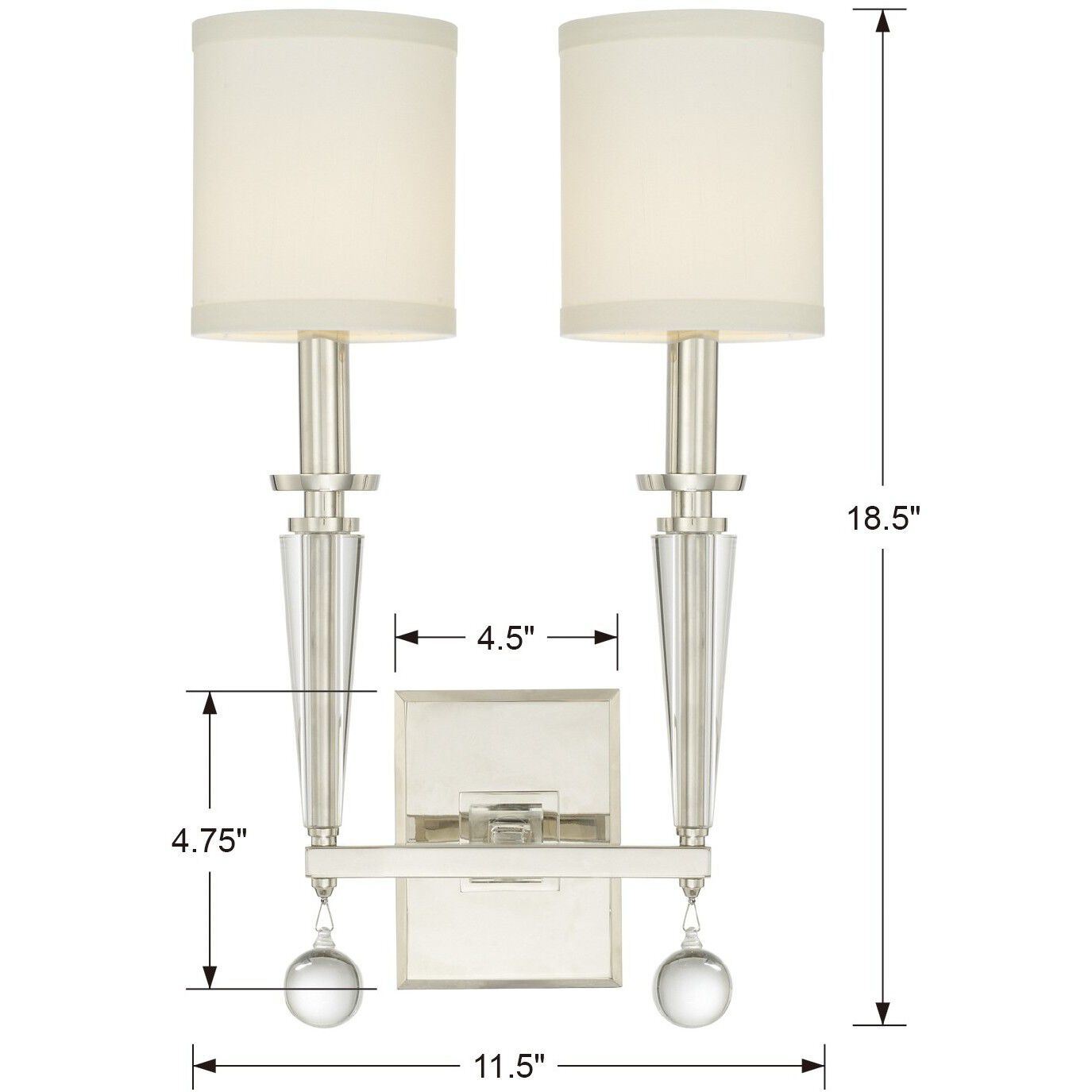 Paxton 2 Light 11.5 inch Polished Nickel Sconce Wall Light