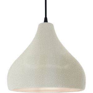 Radiance 1 Light 13.5 inch White Crackle and Matte Black Pendant Ceiling Light