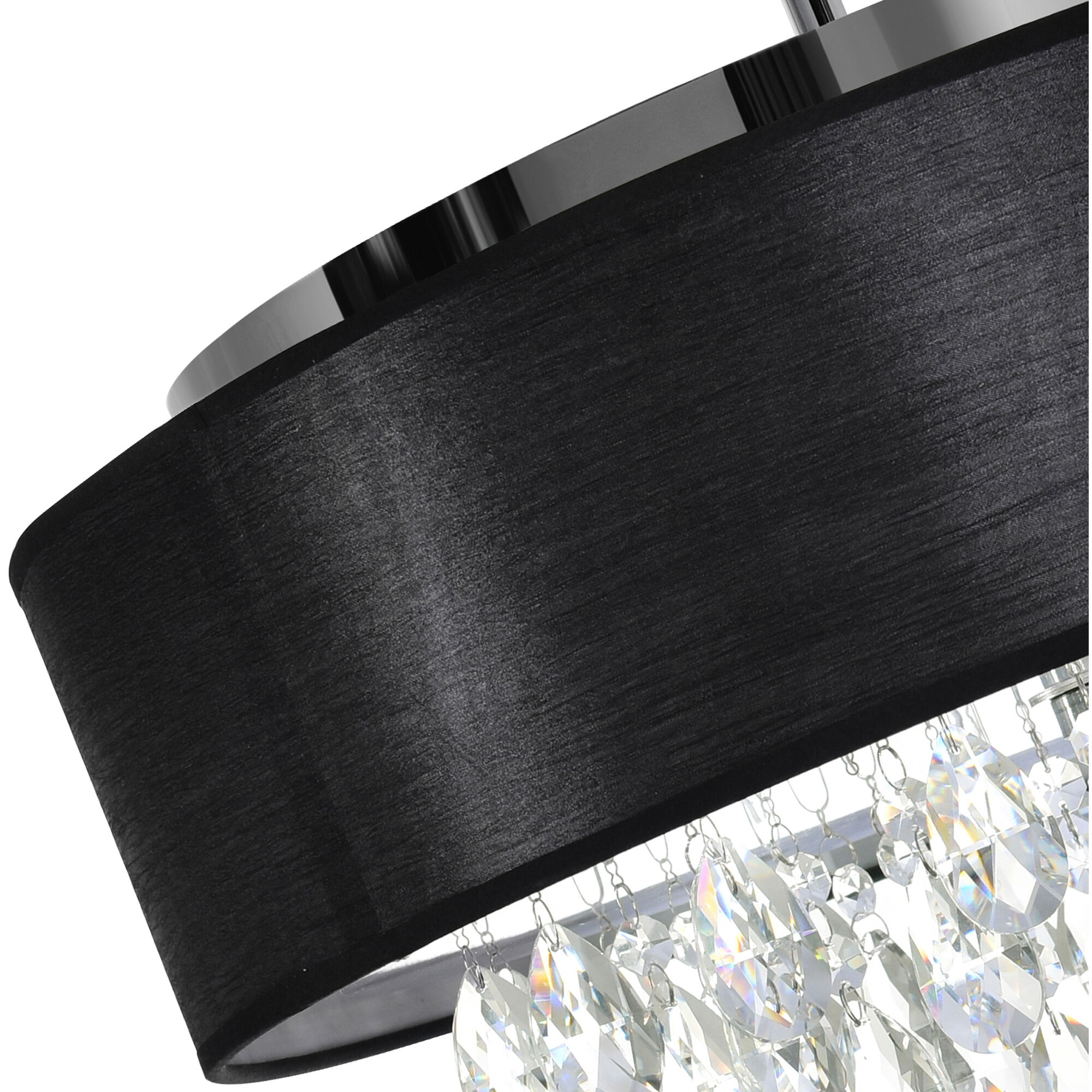 Dash 4 Light 18 inch Chrome Drum Shade Chandelier Ceiling Light in Black