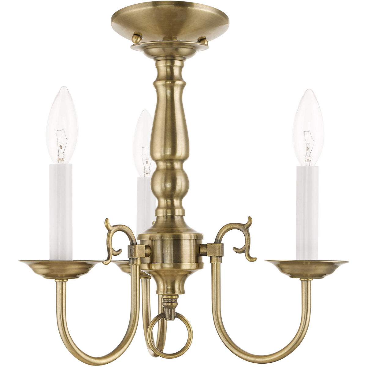 Williamsburgh 3 Light 14 inch Antique Brass Mini Chandelier Ceiling Light