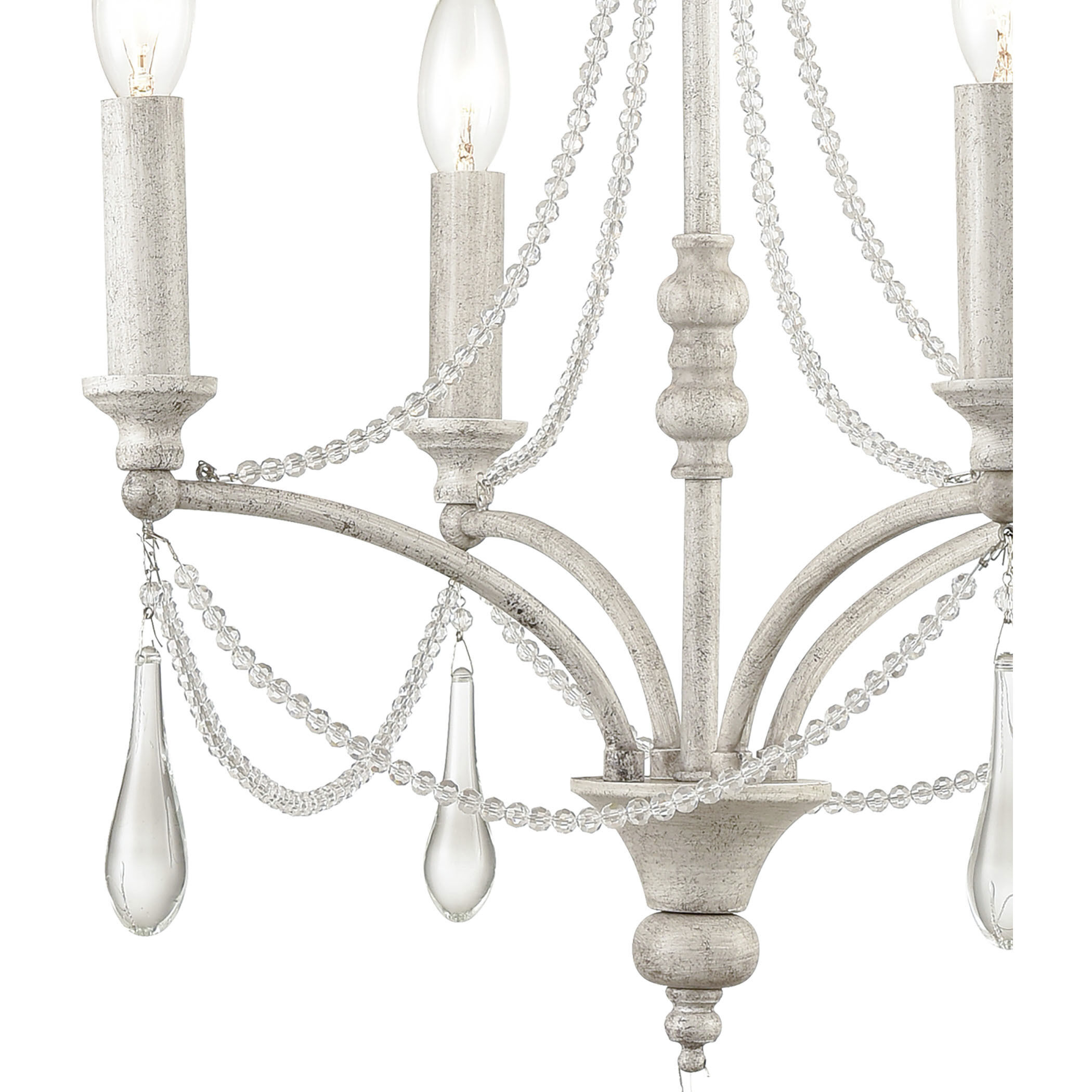 French Parlor 4 Light 16 inch Vintage White with Clear Chandelier Ceiling Light