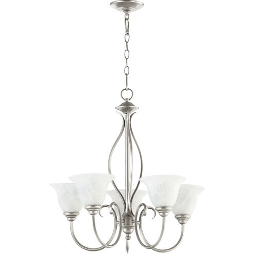 Spencer 5 Light 25 inch Classic Nickel Chandelier Ceiling Light in Faux Alabaster