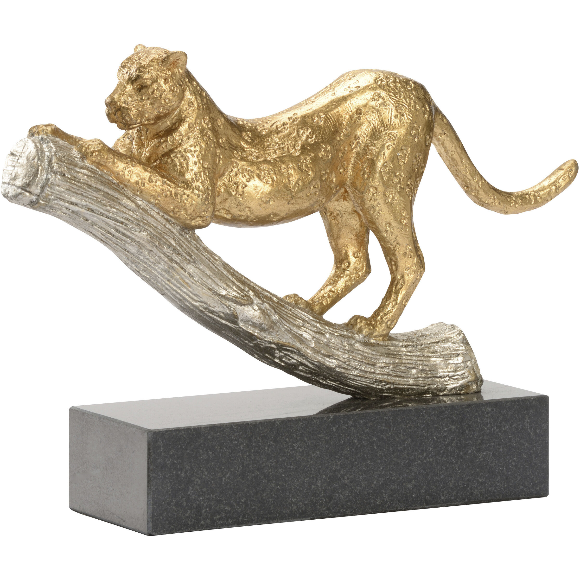 Leopard On The Hunt Gold and Silver Decorative Object