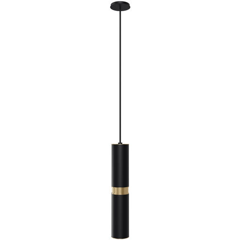 Cicada LED 3 inch Black with Knurled Brass Pendant Ceiling Light