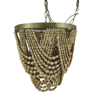 Saunders 1 Light 19.75 inch Natural Wood and Brass Chandelier Ceiling Light