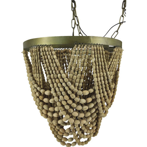 Saunders 1 Light 19.75 inch Natural Wood and Brass Chandelier Ceiling Light