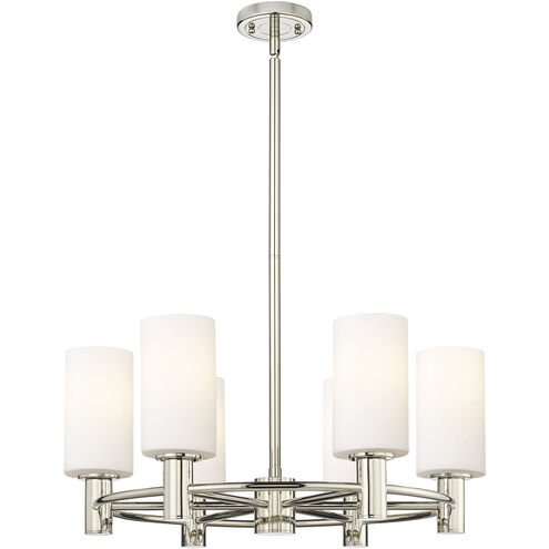 Crown Point 6 Light 24 inch Polished Nickel Chandelier Ceiling Light in Matte White Glass