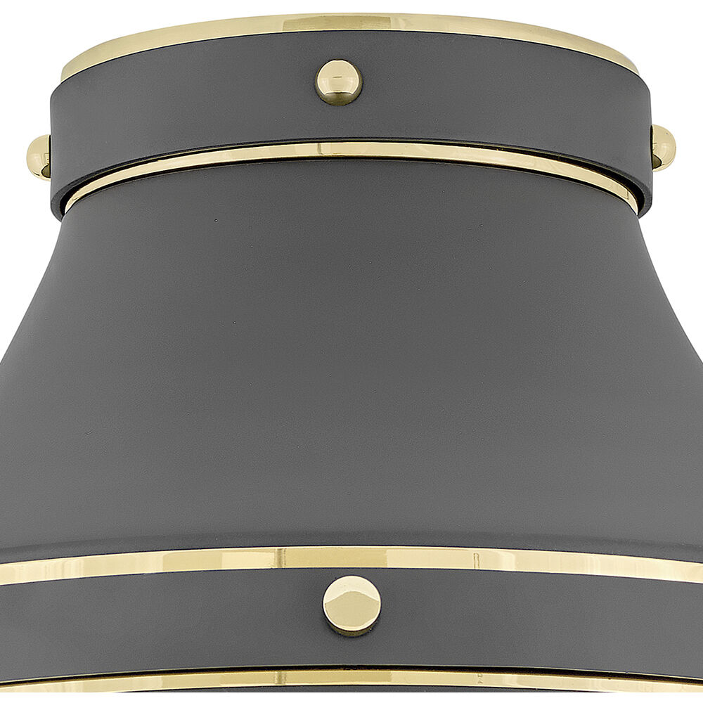 Oliver 1 Light 14 inch Dark Matte Grey with Bright Brass Indoor Flush Mount Ceiling Light