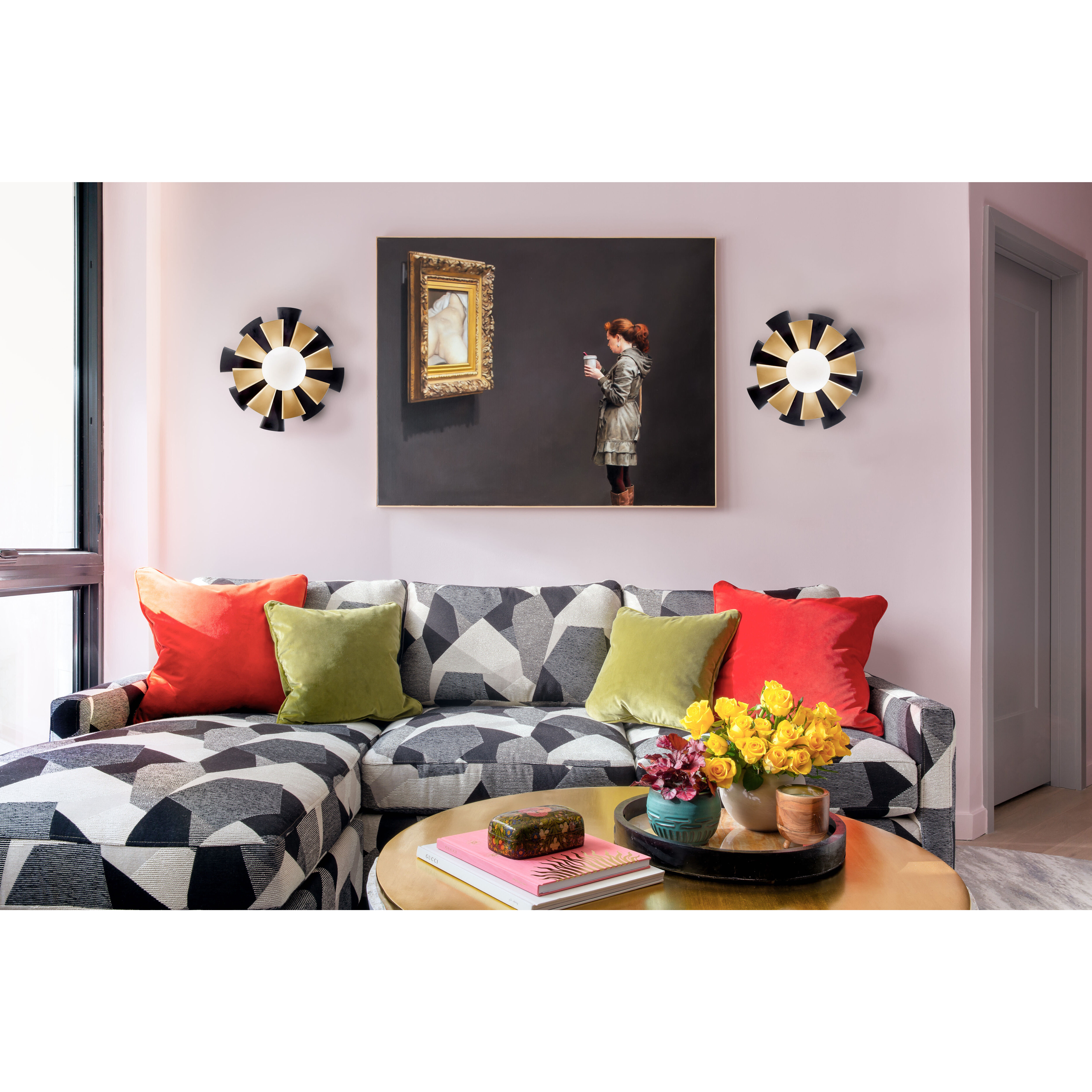 Daphne 1 Light 24 inch Matte Black and French Gold Convertible Flush Mount Ceiling Light, Smithsonian Collaboration