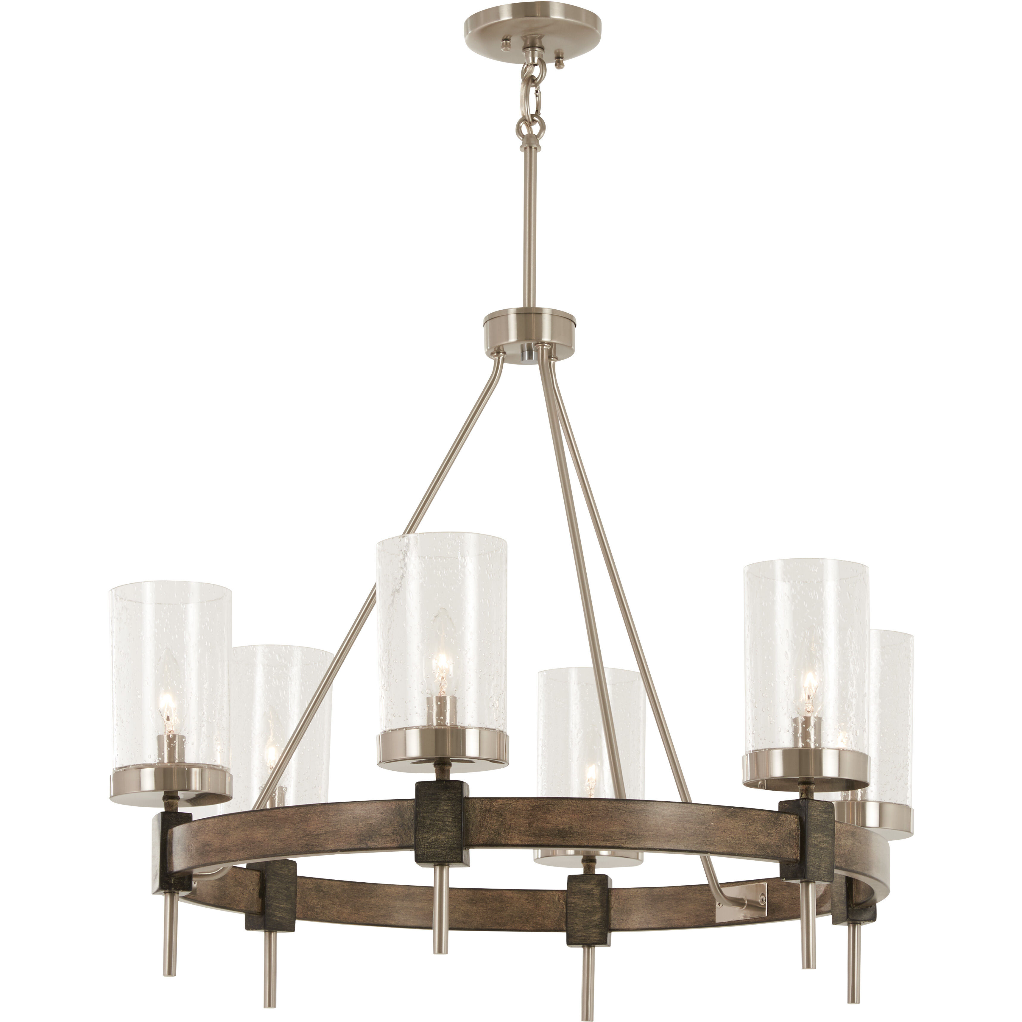 Bridlewood 6 Light 28 inch Stone Grey/Brushed Nickel Chandelier Ceiling Light